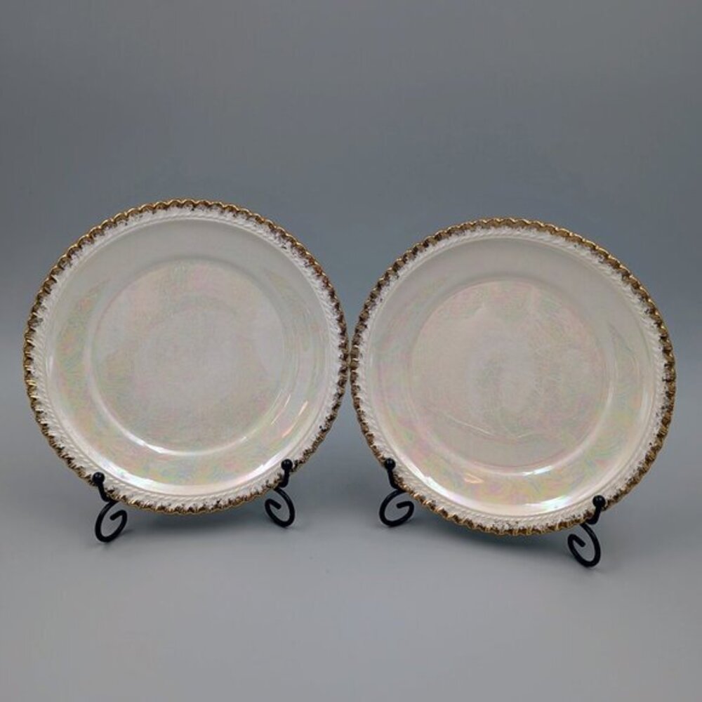 Pair of Midcentury Vintage Pearl China Iridescent Lusterware 7 3/8" Plates